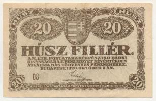 1920. 20f "08" T:F,VG beszakadás Adamo K1