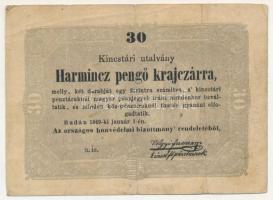 1849. 30kr "Kossuth bankó" T:F apró beszakadás Adamo G103