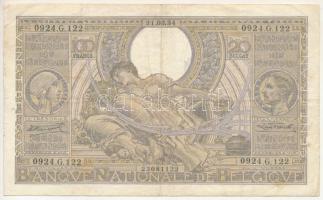 Belgium 1934.02.21. 100Fr/20B T:F
Belgium 1934.02.21. 100 Francs / 20 Belgas C:F
Krause P#107