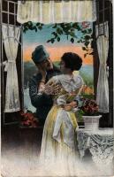 Első világháborús katonai művészlap / WWI Austro-Hungarian K.u.k. military art postcard (non PC) (EB)