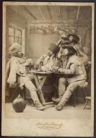 cca 1890 Erdélyi cigányok keményhátú fotó Brassói fotóstól / Transylvanian gypsies  photo 16x11 cm