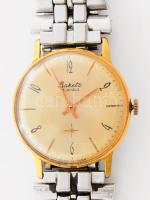 Raketa 18 köves karóra, másodperc segédkörrel, mechanikus, működik, fém szíjjal, karcokkal d: 32 mm