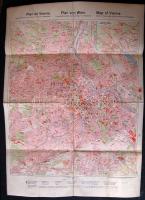 cca 1930 Bécs térkép vászonra kasírozva / Map of Vienna on canvas 40x50 cm