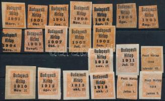 1900-1914 21 db Hírlapbélyeg Budapesti Hírlap előérvénytelenítéssel