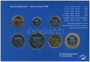 Hollandia 1998. 5c-5G (6xklf) + "Provincie Noord-Holland" emlékérem forgalmi sor karton dí...