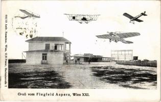 1913 Wien, Vienna, Bécs XXI. Flugfeld in Aspern. Andr. Rauschan / airfield in Aspern, aircrafts (EK)