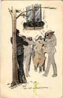 1924 Selmecbánya, Schemnitz, Banská Stiavnica; Az volt a dicső firma... A Selmeci Diákéletből XV. Studentika. Röttig-Romwalter nyomda rt. Sopron / Studentica art postcard s: Bartha L. (EB)