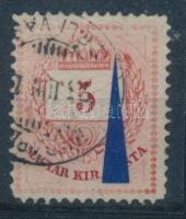 1874 5kr nagy piros festékfolttal