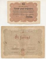 1848. 5Ft "Kossuth bankó" barna nyomat + 1849. 15kr T:F,VG beszakadások, lyuk Adamo G109A, G102