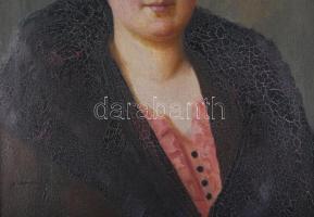 Steinacker jelzéssel, felvidéki-pozsonyi festő: Pozsonyi hölgy arcképe, 1940 körül. Olaj, vászon, je...