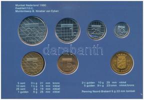 Hollandia 1990. 5c-5G (6xklf) + "Noord Brabant" emlékérem forgalmi sor karton dísztokban T...
