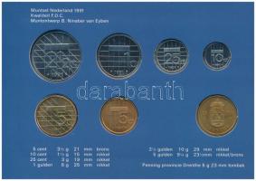 Hollandia 1991. 5c-5G (6xklf) + "Drenthe" emlékérem forgalmi sor karton dísztokban T:UNC N...
