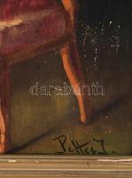 Pettes József (1896-?): Enteriőr festményekkel. Olaj, vászon, jelzett. Vakráma hátoldalán Josef Schw...