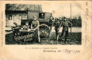 1901 Korneuburg, K.u.K. Eisenbahn- und Telegrafen-Regiment, Feld-Telegrafen-Station. Verlag v. Joh. Lederer / K.u.K. Railway and Telegraph regiment, field telegraph station (EM)