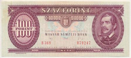 1992. 100Ft "B 369 070247" nyomdai papírráncokkal T:AU kis ragasztónyomok Adamo F37