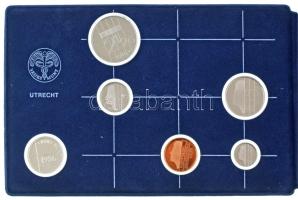 Hollandia 1986. 5c-2 1/2G (5xklf) forgalmi sor + Ag zseton eredeti műbőr tokos szettben, tanúsítvánn...