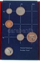 Hollandia 1986. 5c-2 1/2G (5xklf) forgalmi sor + Ag zseton eredeti műbőr tokos szettben, tanúsítvánnyal (5,5g/0.925/23mm) T:PP Netherlands 1986. 5 Cent - 2 1/2 Gulden (5xdiff) coin set + Ag token in original, faux leather set, with certificate (5,5g/0.925/23mm) C:PP