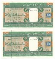 Mauritánia 2002. 500O (2x) sorszámkövetők "T 016 39311415 - T 016 39311416" T:AU hullámos papír Mauritania 2002. 500 Ouguiya (2x) consecutive serials "T 016 39311415 - T 016 39311416" C:AU wavy paper Krause 8.