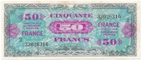 Franciaország / Szövetséges Katonai kiadás 1944. 50Fr "33026316" T:F France / Allied Military Currency 1944. 50 Francs "33026316" C:F Krause 117.