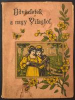 57 db RÉGI képeslap, 104 férőhelyes szecessziós képeslap albumba rendezve, főleg motívum képeslapok:...