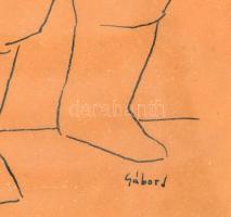 Gábor Jenő (1893-1968): Bányászok. Tus, papír. Jelzett. Üvegezett fakeretben. 27x19 cm