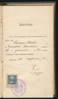 1912 Bp., a M. Kir. József Műegyetem leckekönyve Steczka István gépészmérnök hallgató részére, benne...