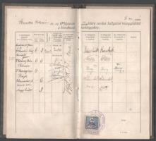 1912 Bp., a M. Kir. József Műegyetem leckekönyve Steczka István gépészmérnök hallgató részére, benne...