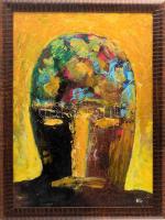 Klie jelzéssel: Fej. Vegyes technika, karton. Dekoratív fakeretben. 44,5x32 cm