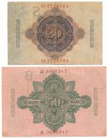 Német Birodalom 1910. 50M + 1914. 20M T:F, szép papír
German Empire 1910. 50 Mark + 1914. 20 Mark C...