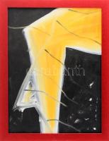 Jelzés nélkül: Sárga-fekete kompozíció. Olaj, karton. Dekoratív fakeretben. 40x30 cm