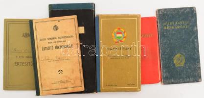 cca 1905-1965 Vegyes iskolai, tanulmányi értesítők, leckekönyvek, stb., összesen 8 db, változó állapotban