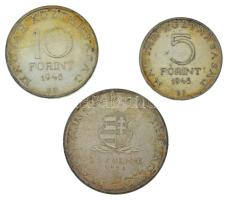 1948. 5Ft Ag "Petőfi" + 10Ft Ag "Széchenyi" + 20Ft Ag "Táncsics", &quo...