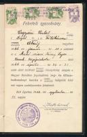 1946 Eger, a Magyar Katolikus Jogakadémia jog- és államtudományi karának leckekönyve Osgyáni Antal r...