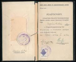 1946 Bp., a József Nádor Műszaki és Gazdaságtudományi Egyetem közgazdaságtudományi karának leckekönyve Osgyáni Antal részére, Heller Farkas (1877-1955) rektor aláírásával, 10.000P okirati illetékbélyeggel