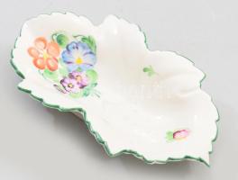 Herendi Tertia levél alakú ékszeres edény, jelzett, hibátlan, 15x8,5 cm