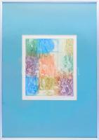 Szabó Vladimír (1905-1991): A gyűjtő. Színes rézkarc, papír, jelzett, számozott (3/100). Üvegezett k...