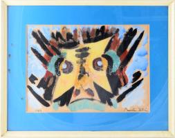 Barta István (1892-1976): Arc, 1963. Vegyes technika, papír, jelzett, üvegezett fakeretben. 29x41,5 cm