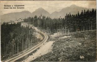 1915 Kárpátok, Karpaten, Carpathian mountains; villa, nyaraló, látkép. Reklám kiadása / villa (fa)