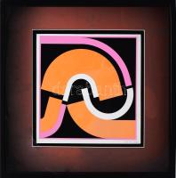 Joláthy Attila (1927-1998): Grafika (FNR 777, 1977). Szitanyomat, papír, jelzett a nyomaton. Plexiüvegezett tárlóban. 30x29 cm. / screenprint on paper, signed on the print, framed