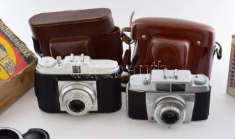 Vegyes fényképezés tétel, jó darabokkal, National PE-182 vaku, Agfa Isola, Agfa Pronto fényképezőgép...