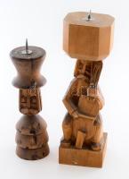 2 darab erdélyi faragott fa gyertyatartó, m: 21 cm