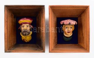 2 darab lengyel büszt berakásos falidísz, 13x12 cm