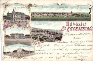 1898 Zalaegerszeg az Arany Bárány szállóval, a Főgimnáziummal és a Törvényszéki palotával litho (fa)