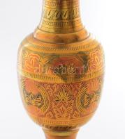 Vésett mintás nagyméretű réz váza, m: 40 cm