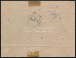 Nyugat-Magyarország II. 1921 5f, 10f, 50f, 60f és 1K bélyegek levélen, lila "FELKELŐ HADSEREGFŐ...