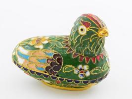 Cloisonne tyúk szobor, 7x6 cm