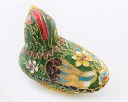 Cloisonne tyúk szobor, 7x6 cm