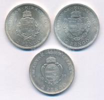 1935. 2P Ag "Pázmány" + 1935. 2P Ag "Rákóczi" + 1936. 2P Ag "Liszt Ferenc" - "Pázmány sor" kapszulában T:AU,XF Adamo P7.1, P7.2, P7.3