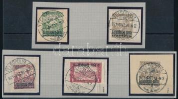 Nyugat-Magyarország III. 1921 10f, 2 x 20f, 50f, 1K levélkivágásokon "FELSŐPULYA", Bodor vizsgálójellel