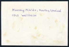1947 Horthy Miklós (1868-1957), Horthy Miklósné Purgly Magdolna (1881-1959), és özv. Horthy Istvánné...